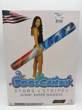 PoolCandy Stars & Stripes Giant Super Noodle 72" Inflatable Pool Float RealPrint